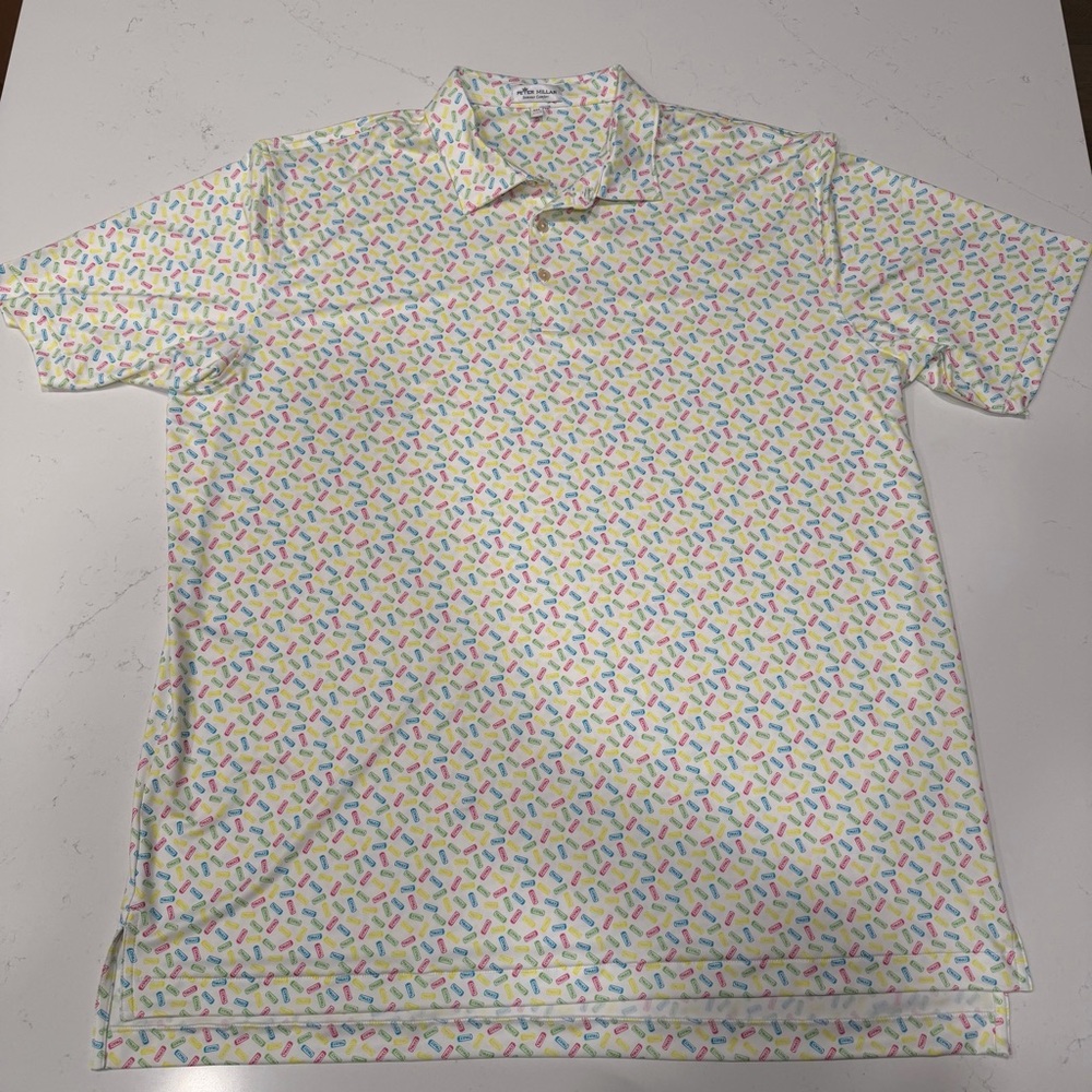 Peter Millar Men’s White Truly Polo with Multicolor Pattern - XXL